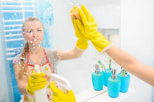 Satisfied office staff in a clean environment