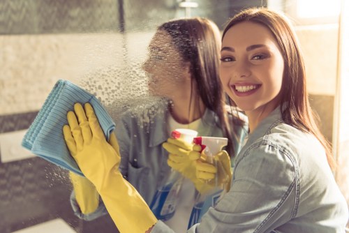 Eco-friendly cleaning solutions in use